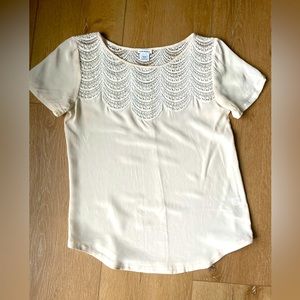 100% Silk Club Monaco Ivory Shirt. XS